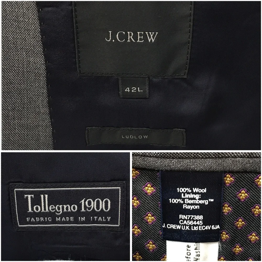J CREW LUDLOW Mens Wool Blazer Sport Coat Casual Jacket Size 42L‎ Gray Suit